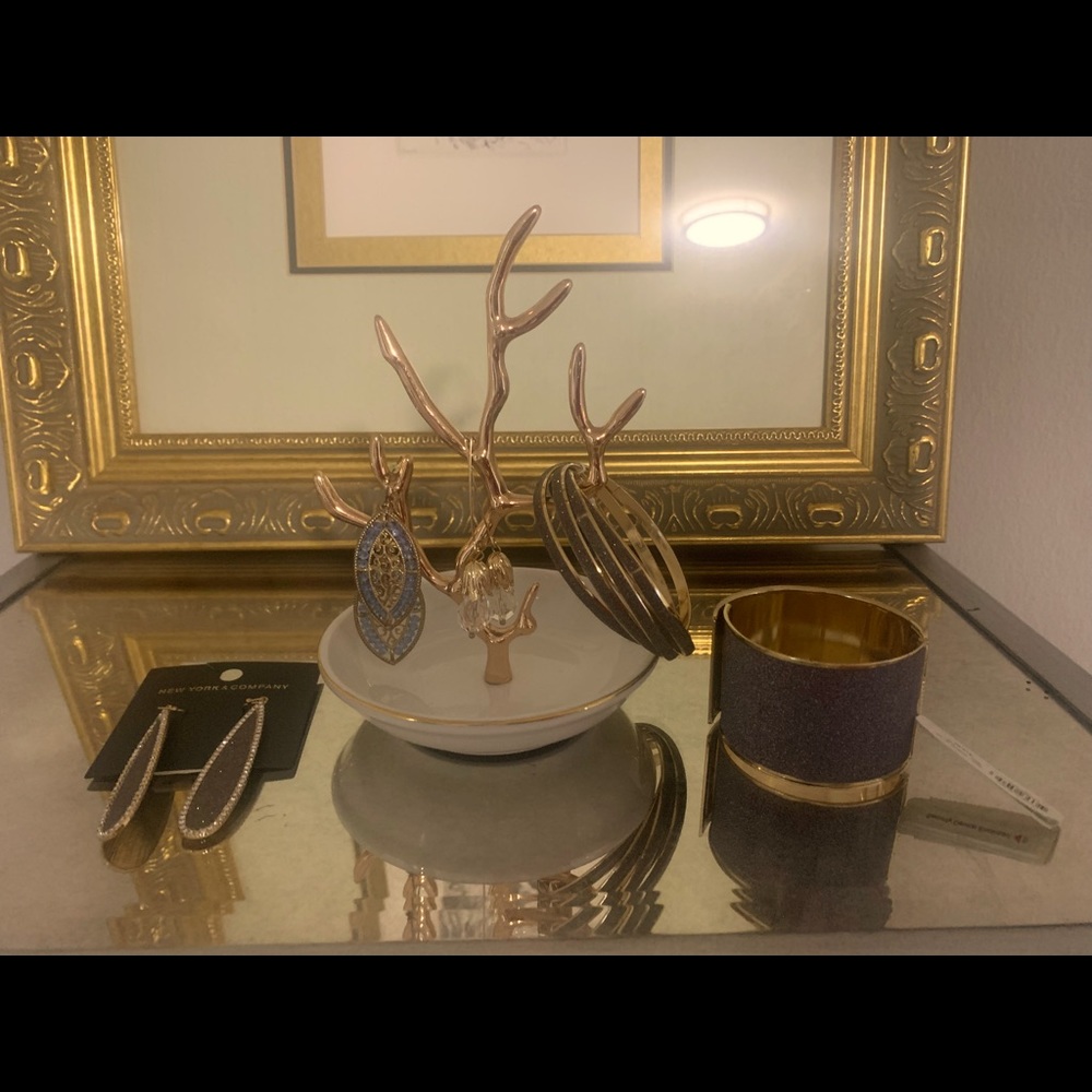 Bracelets and earrings.